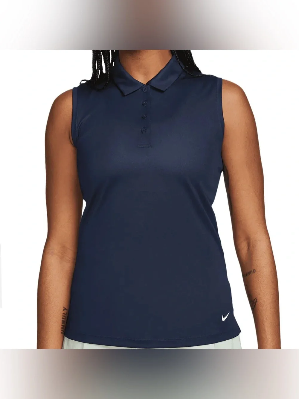 Nike Women’s Navy Sleeveless Polo Tank Top Dri-fit victory Golf top DH2312-451